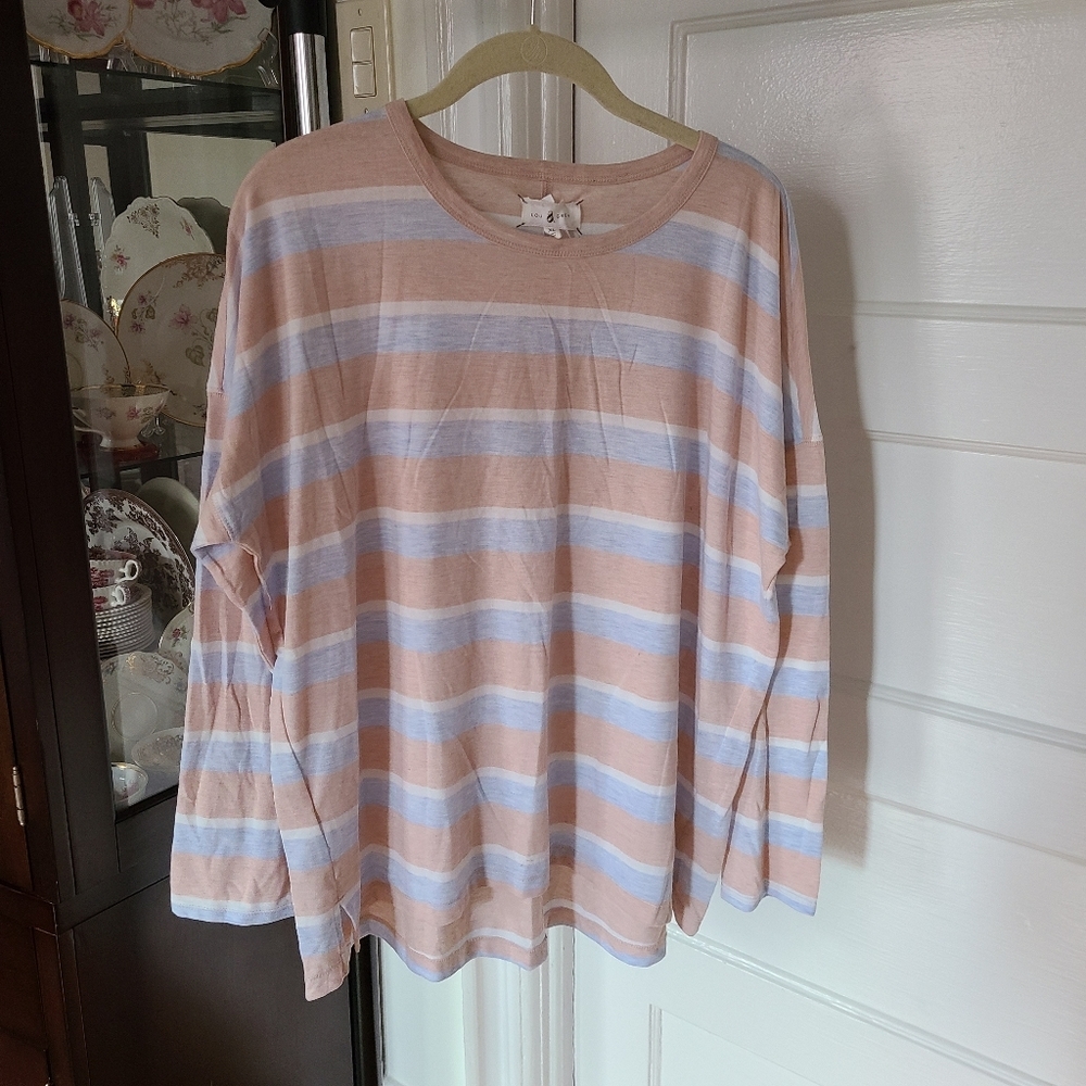 Lou & Grey Women's Rugby Inspired Long Sleeve Crew Neck Striped Tee Size XLarge